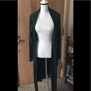 1X green long cardigan with pockets